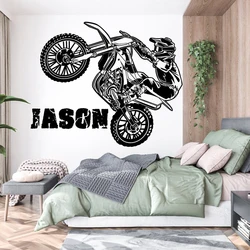 Custom Name Motocross Dirt Bike Wall Sticker Decal Extreme Sport Motorcycle Sport Boy Kids Room Playroom Home Decor