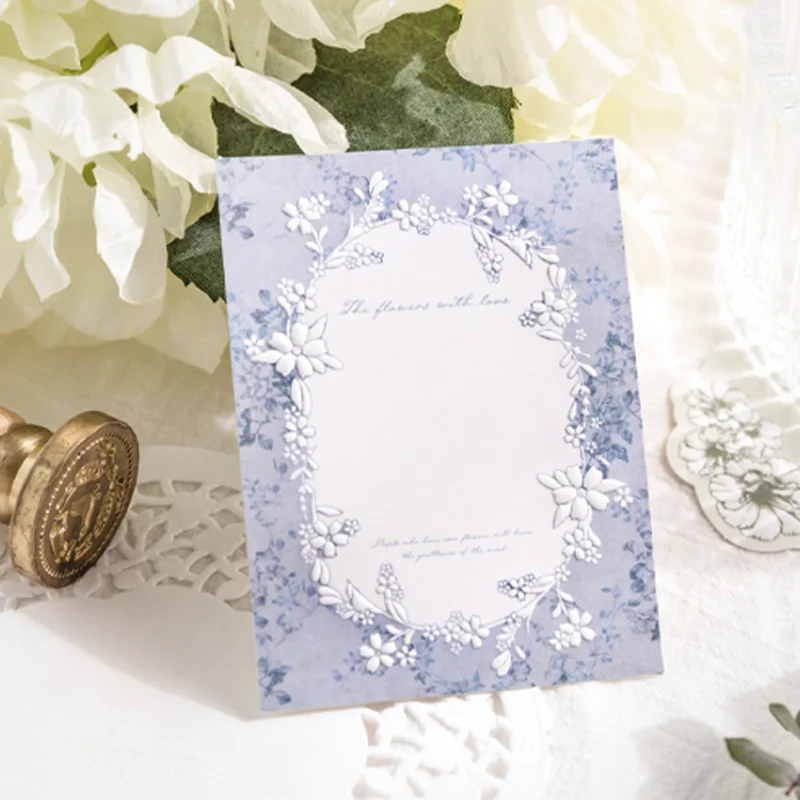 Mr Paper 300Pcs/bag Evening Breeze Chronicle Series Letterpress Embossed Sticky Note Cardstock Creative Handbook Material DIY