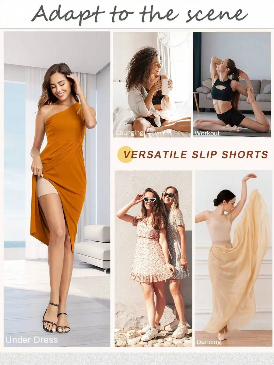 

3pcs Women Seamless Shaping Slip Shorts For Dresses Underwear