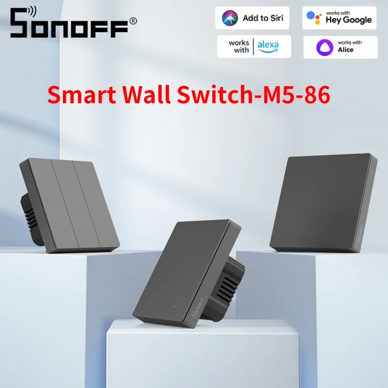 Sonoff-interruptor inteligente M5 86, 1C/2C/3C, Wifi, Control remoto, aplicación, botón de presión, temporizador de pared, eWelink, Alexa, Google,