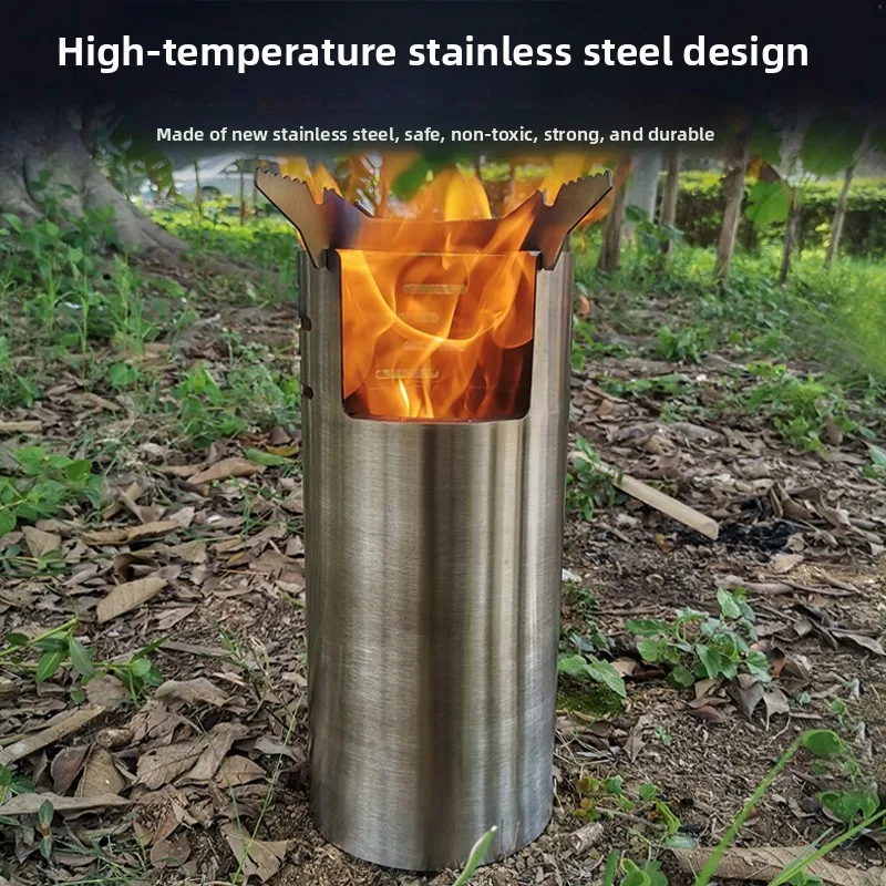 

Portable Outdoor Cam Stainl Steel el Rapid Fire Stove Cooking Fry Pan Firewood Burning Easy Storage Fire Stove