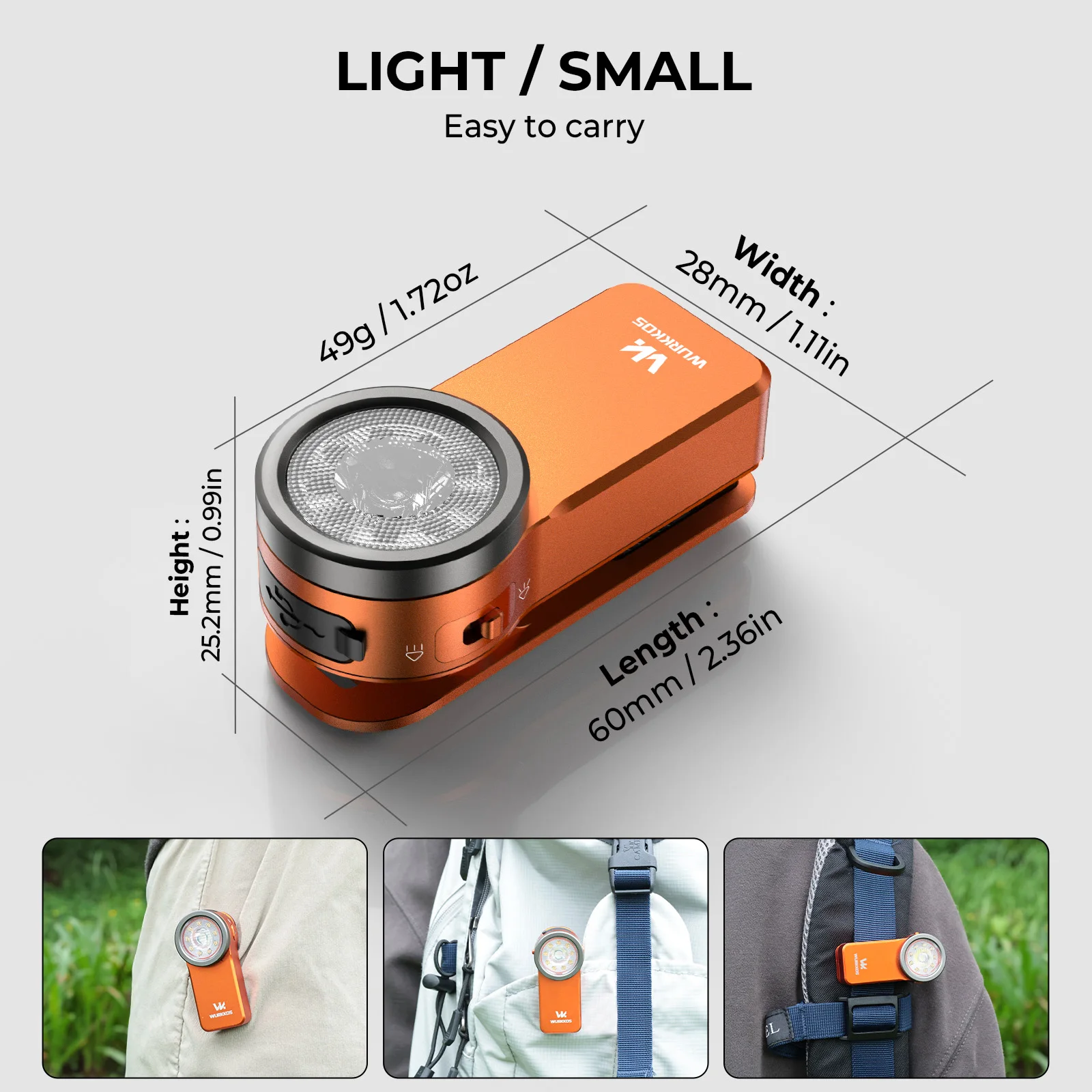 Wurkkos HD03 680LM Mini Clip Light USB Rechargeable Pocket Flashlight Spotlight/Floodlight Portable RGB Torch with Magnet view 4