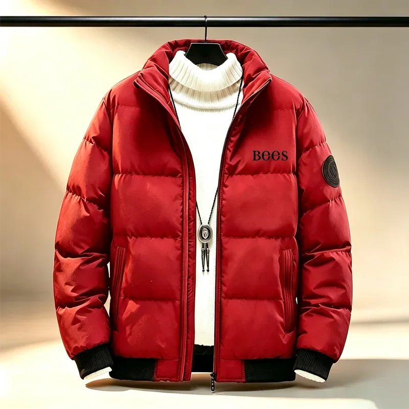 Men's 2026 winter coat, new thick warm parka coat, padded jacket, bomber jacket, luxurious design men's plum blossom jacket