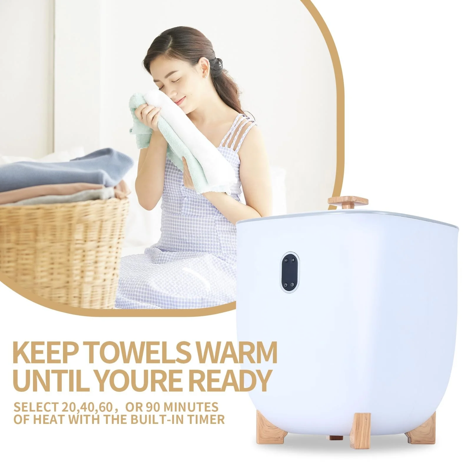 Smart Towel Warmer Bucket With Safe Heating Timer Compact Size CE Approved Bathroom Accessory