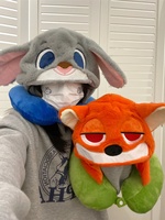 Cartoon Zootopia Judy Nick U-shaped hooded neck pillow Travel blackout nap pillow office Comfortable Kawaii Couple Girl
