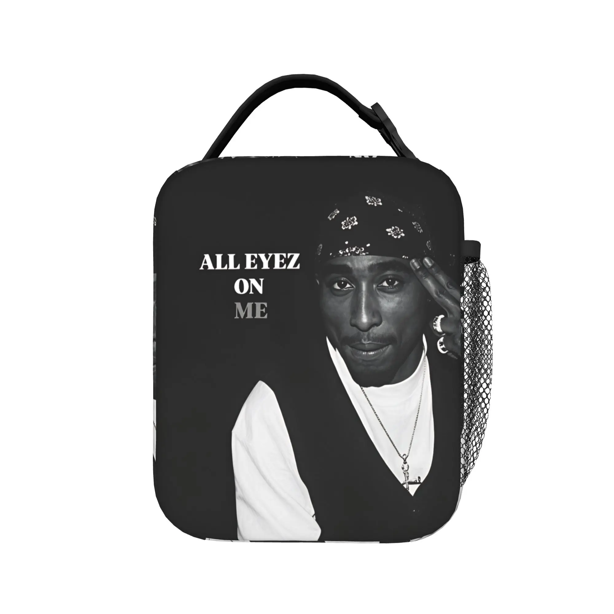 Rapper Tupacs Lunch Bag  Portable Insulated Lunch Box Men Outdoor Picnic Graphic Design Cooler Bag Kawaii Oxford Tote Food Bags