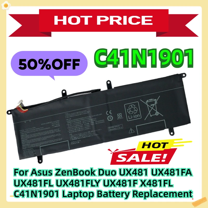

For Asus ZenBook Duo UX481 UX481FA UX481FL UX481FLY UX481F X481FL C41N1901 Laptop Battery Replacement