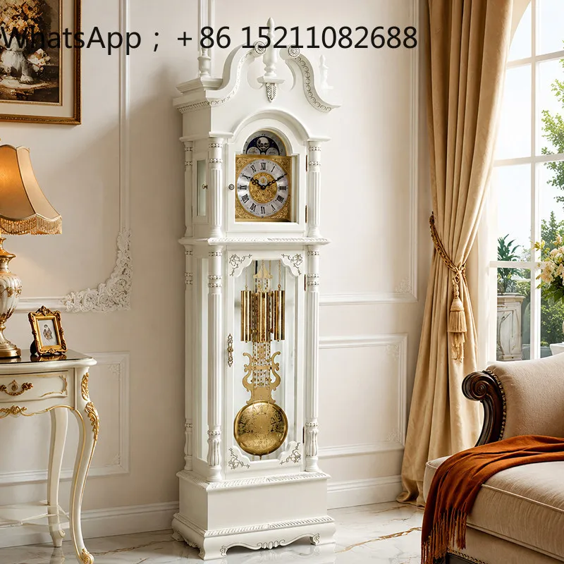 SCY classical floor clock living room villa retro vertical clock white mechanical pendulum clock