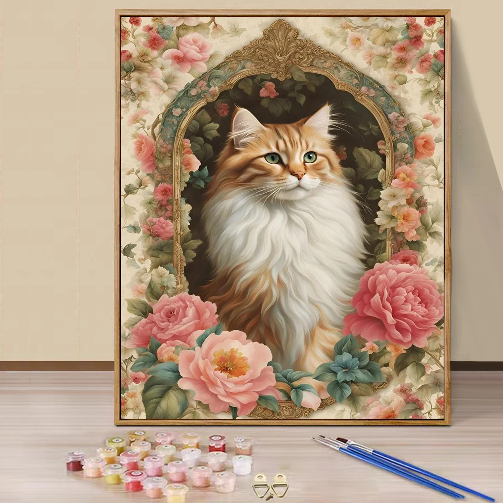 

Paint by Numbers - 40x50cm, Cat Painting Kits for Beginners on Colored Canvas, Easy DIY Art for Home Decor Gift (No Frame)