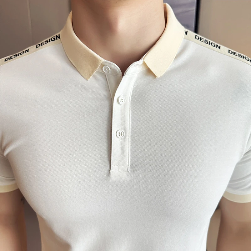 New Summer Men's Business Casual Slim Fit Polo Shirt with Lightweight and Thin Woven Splicing, Daily Breathable T-shirt.