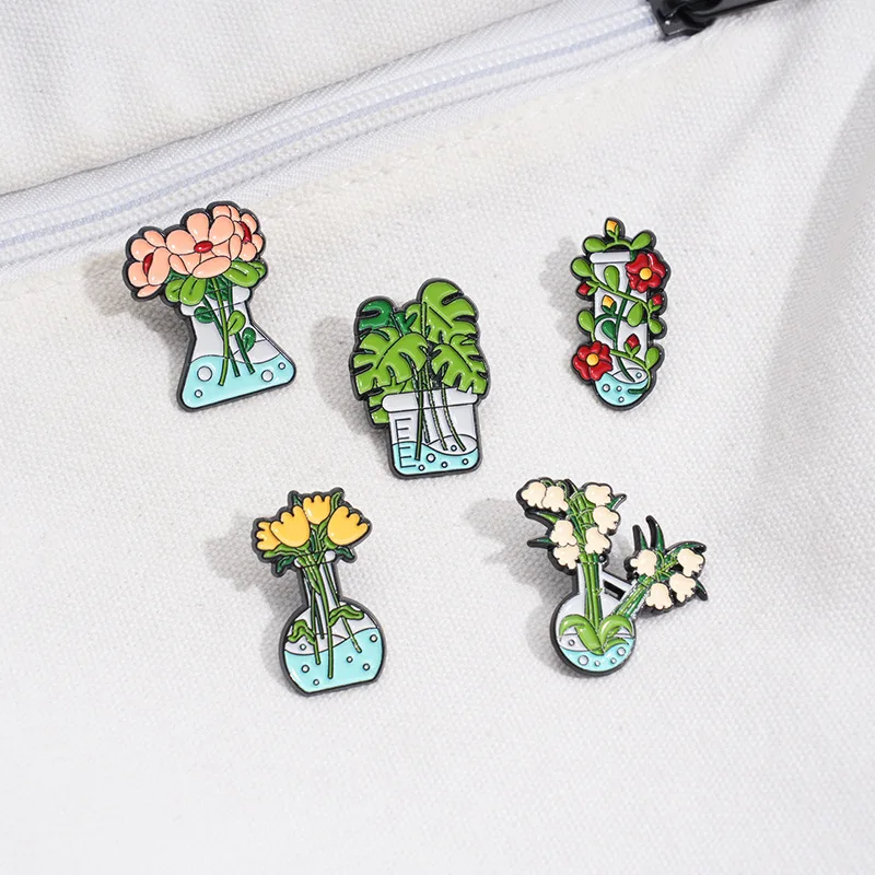 plant flower pot Enamel Pin Funny Brooch Cartoons Badge for Bags Jeans Hoodies Denim Lapel Pin Jewelry Kids Best Gift