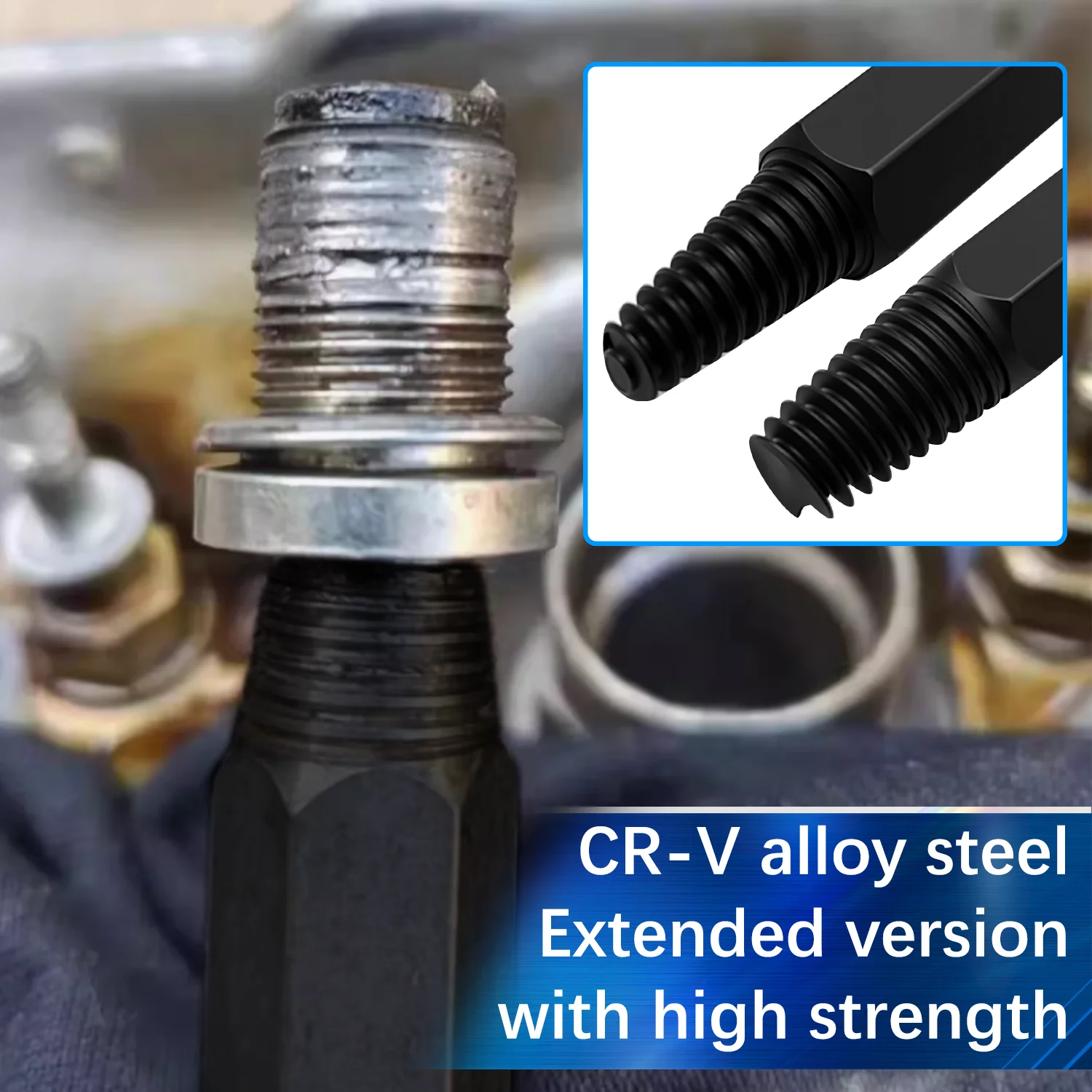 Universal spark plug removal tool set, hexagonal reverse thread tap, spark plug broken screw, spark plug removal extractor
