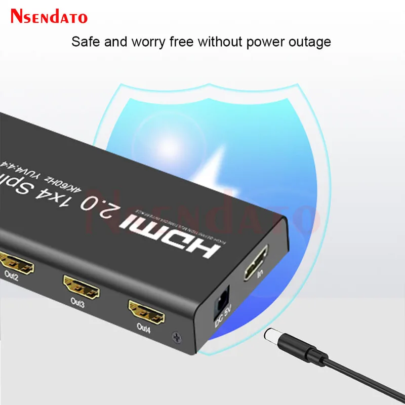 1X4 1x2 HDMI Splitter 4K 60Hz 1 In 4 Out HDMI 2.0 Distributor