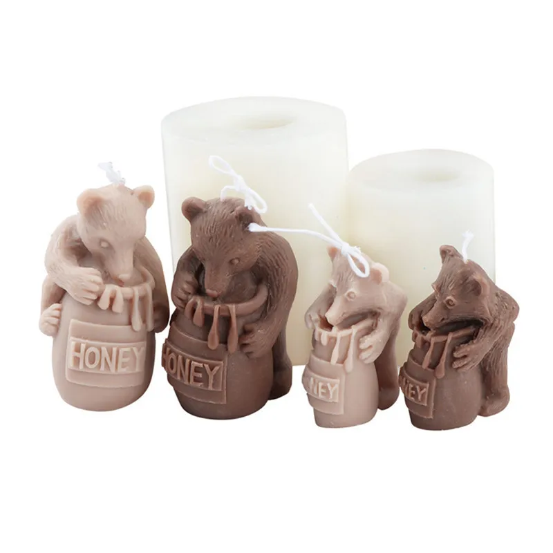 

Cute Honey Bear Silicone Candle Mold for DIY Aromatherapy Candle Plaster Ornaments Soap Epoxy Resin Mould Handicrafts Making