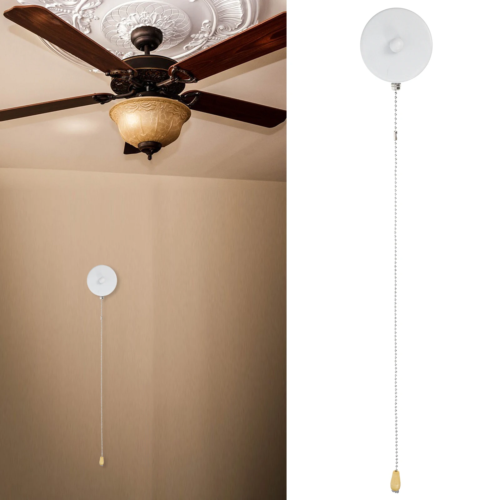 

Wall Mounted Fan Pull Chain Switch for Ceiling Light Control - Minimalist Design for Bedroom Exhaust Fan Lighting