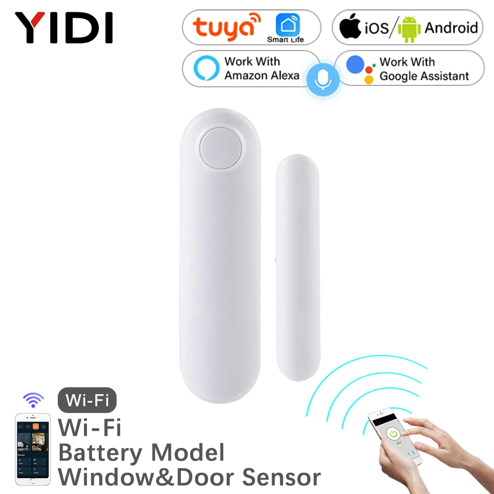 

WiFi Smart Door Window Sensor APP Notification Alert Home Alarm Security Detector Compatible With Alexa GoogleHome Voice control