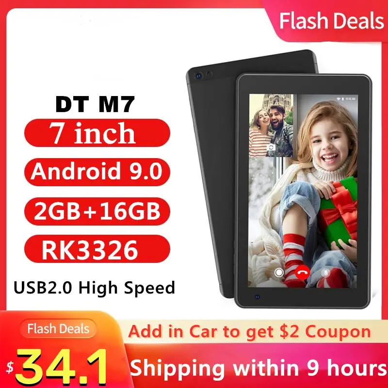 New! Big Stock 7 INCH RAM 2GB +16G ROM Gift Kid Tablet M7 Android 9.0 WIFI Dual Camera Quad-Core 1024*600 IPS Screen