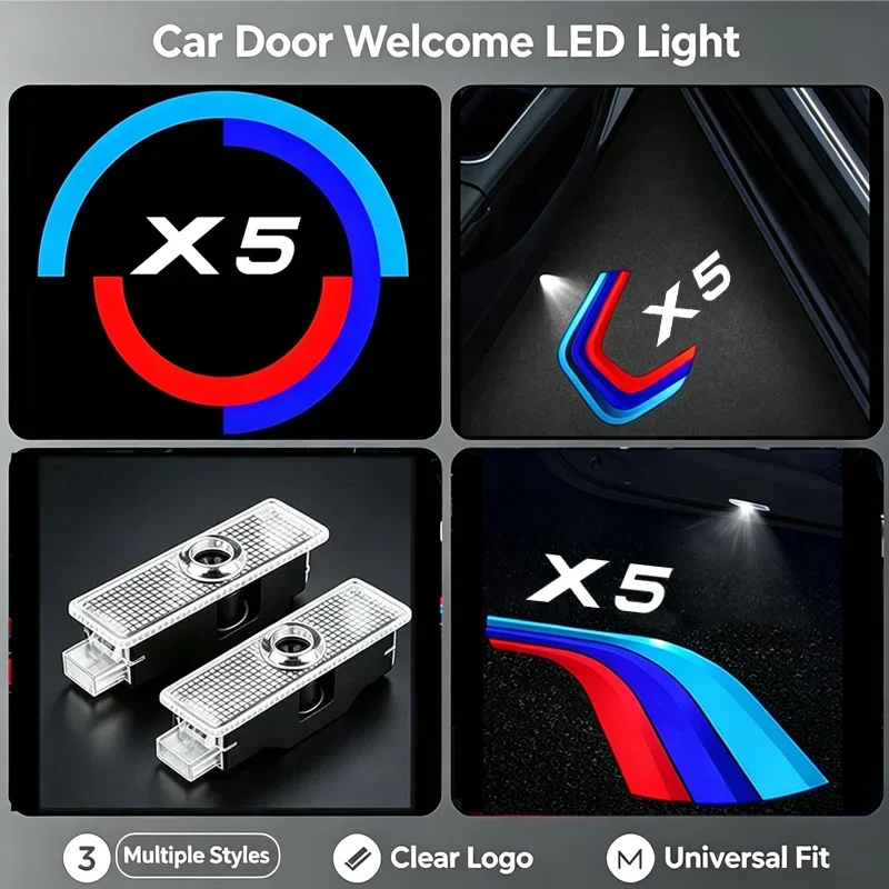 2PCS for BMW X5 E70 F15 2007-2023 2022 Car Emblem LED Door Welcome Shadow Laser Lights Projector Courtesy Ghost Lamp Accessories