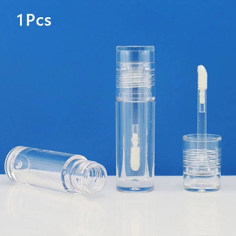 1Pc Translucent Round Lip Gloss Empty Tube Portable 5ml Thick Wand Lip Gloss Tube Plastic Lip Glaze Tubes Cosmetic Container
