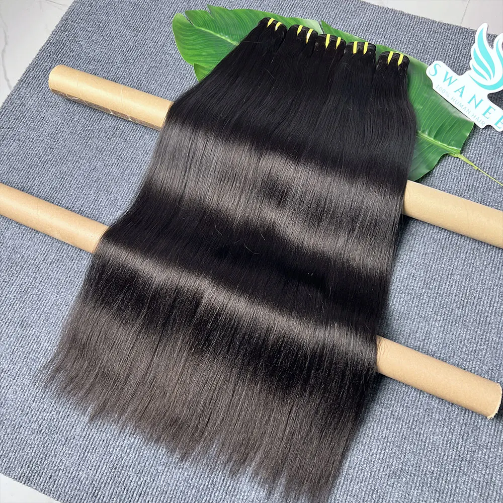 Light Yaki Straight 100% Rohe Unbehandelte Echthaar-Extensions Großhandel # 1B Natürliches Schwarzes Echthaar-Tressenbündel für den Salonbedarf – Detail 18