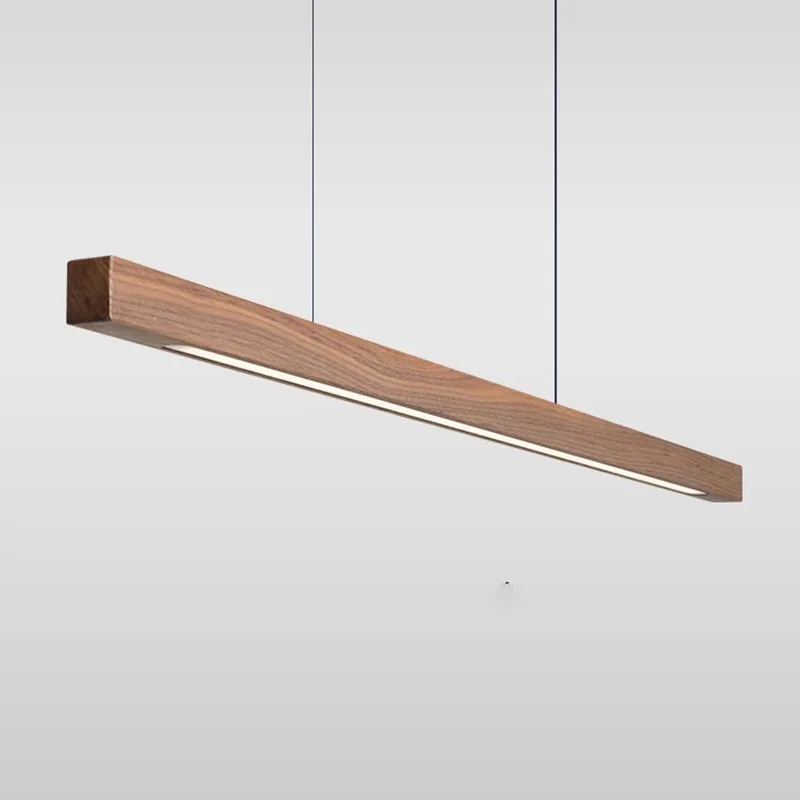 

Nordic Walnut Solid Wood Hanging Lamps Simple LED Long Pendant Lights Log Restaurant Bar Study Office Retro Lamparas Fixture