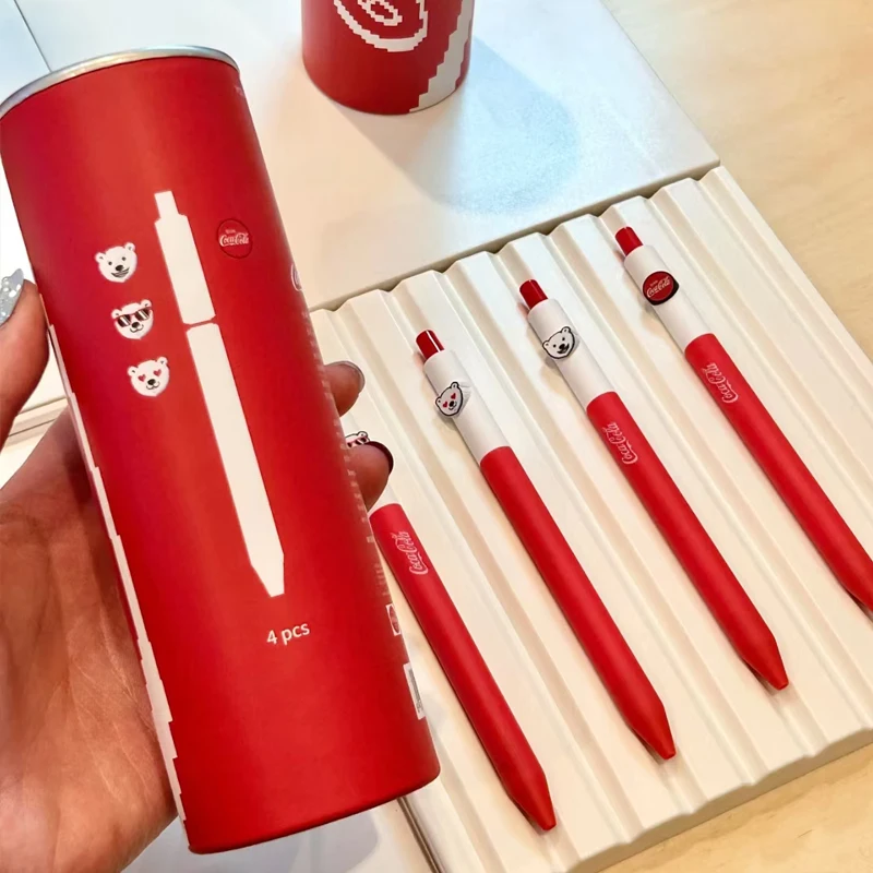 4 قطع من أقلام كوكا كولا الدب في الزجاجة، امتحان جاف وسريع قابل للسحب وقلم أسود للمكتب، مدرسة الكتابة الجمالية الإبداعية #5