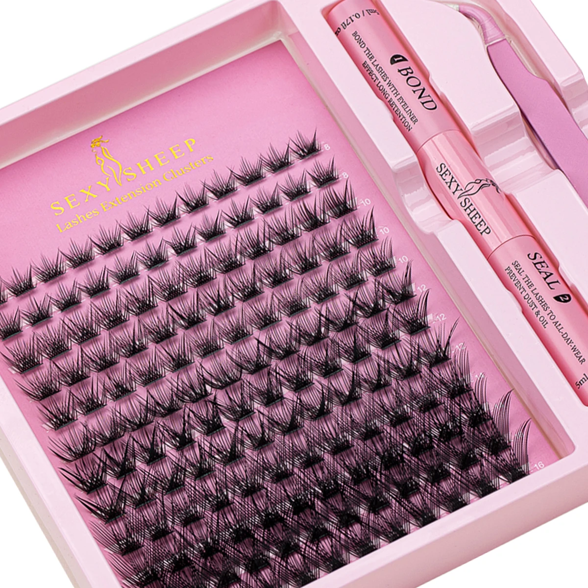 Lash Clusters Kit Wispy Natural Look 8-16mm DIY Lash Extension Kit C Curl Eyelash Clusters With Bond And Seal Lash Tweezer