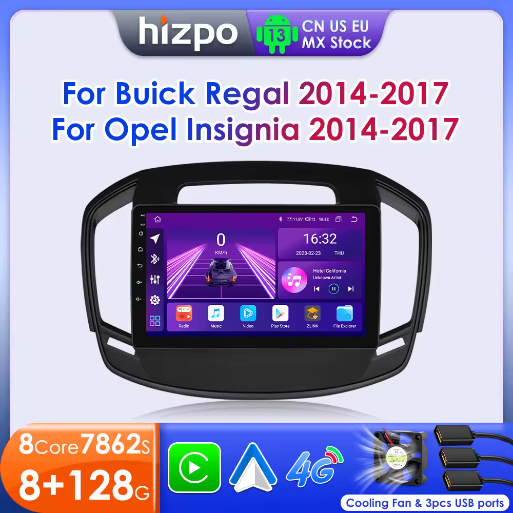 Hizpo 2 אנדרואיד דין 13 רדיו רכב עבור buick regal עבור סימן אופל 2014 - 2017 מולטימדיה מסך סטריאו מסך סטריאו 7862 autoradio