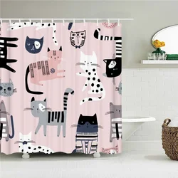 Cat Printed Shower Curtain Cartoon animal Bath Curtains Bathroom For Bathtub Bathing Cover Shower Curtains with 12 pcs Hooks