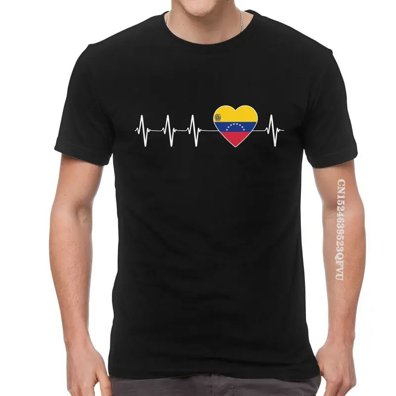 Venezuelan Heartbeat T Shirts Men Fashion T Shirt Cotton Oversized I Love Venezuela Flag Heart Tshirt Unique Tees Tops