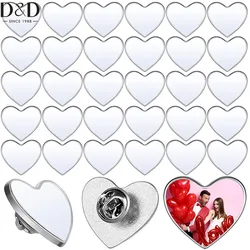 D&D 10pcs Heart Shaped Sublimation Pins 0.98Inch Sublimation Buttons Blanks with Pins for DIY Craft Jewelry Making Supplies
