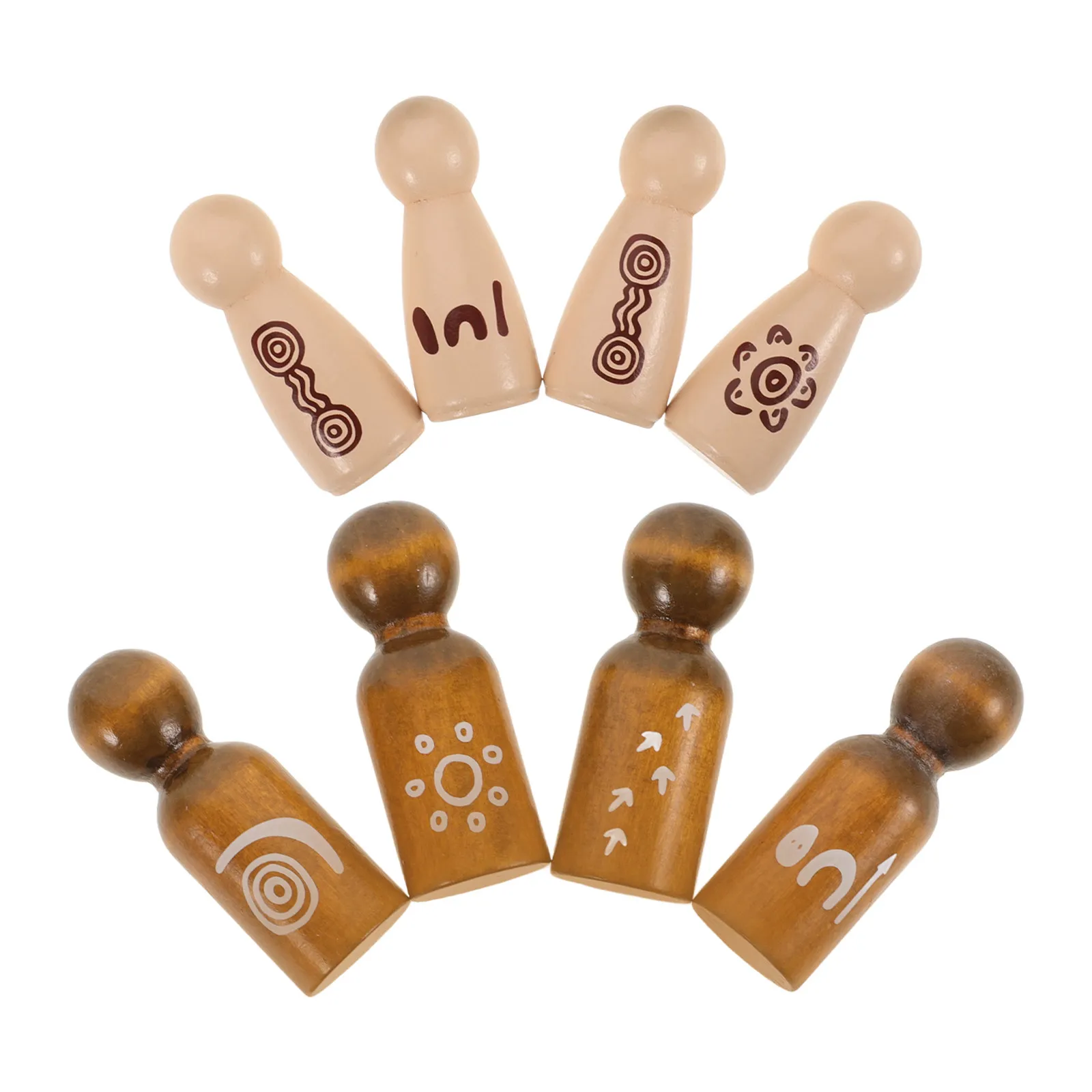 8Pcs Wood Peg Small Colorful Printed Wooden Crafts DIY Painting Ornaments Home Decoration Creative Wooden Figures for Kids