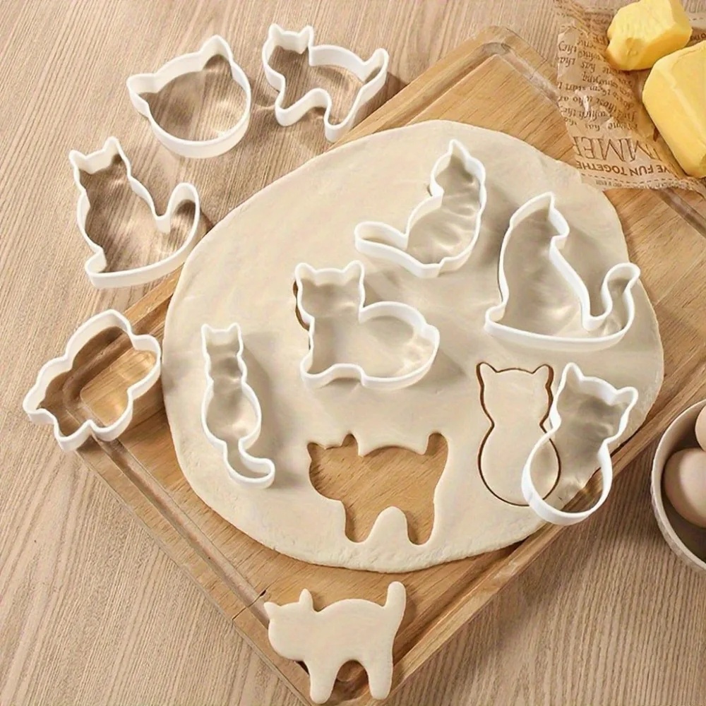 9Pcs Cat Cookie Cutter Set Cute Kitten Shapes Molds for Valentine's Day  Wedding DIY Pressing Baking Pastry Home Kitchen Baking