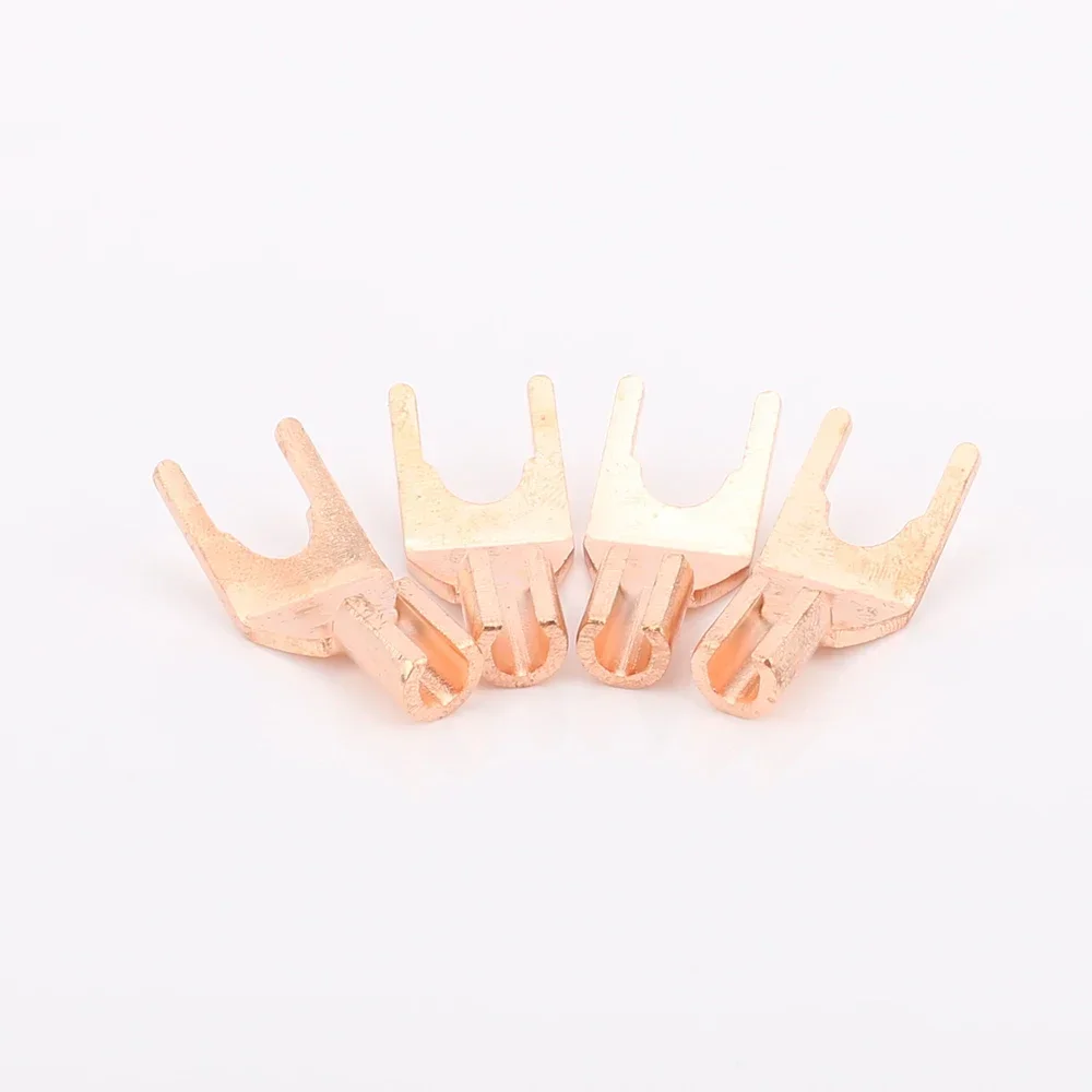 

SY1502 8PCS High Quality Pure Red Copper Spade Plug Speaker Cable Spade Connector Terminal Plug