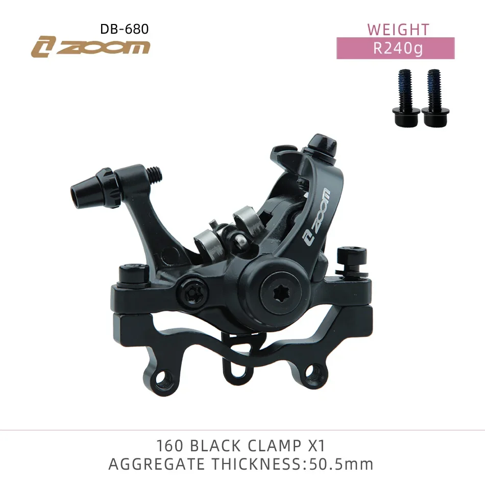 ZOOM DB680 Fahrrad-Scheibenbremse, Mountainbike, mechanischer Bremssattel, Doppelkolben, elektrischer beidseitiger Antrieb, NFOX B001 Kühlkörper 160