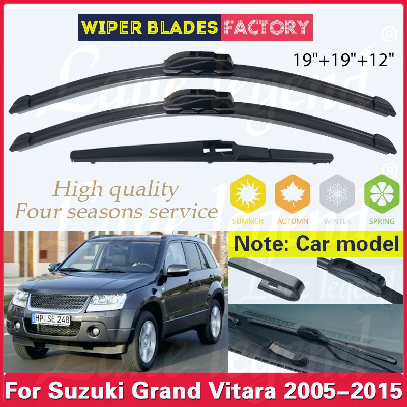 

For Suzuki Grand Vitara 2005-2015 Car Front Rear Wiper Blades Soft Rubber Windscreen Wipers Auto Windshield Rain Brush 19"19"12"