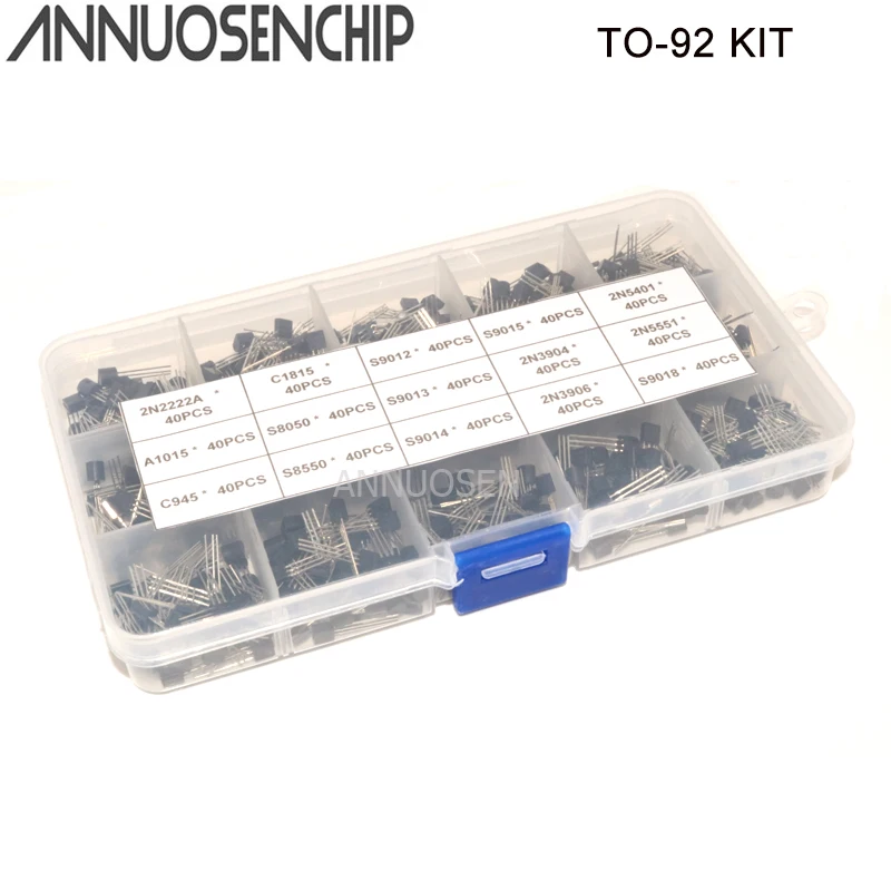 15 value Transistor TO-92 Box Kit 2N2222A A1015 C945 C1815 S8050 S8550 S9012 S9013 S9014 S9015 2N3904 2N3906 2N5401 2N5551 S9018