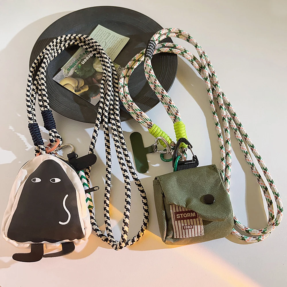 Anti-lost Lanyard Coin Purse Vogue Cell Phone Lanyard Diagonal Braided Strap Travel Card Bag Earphone Bag Portable Wallet