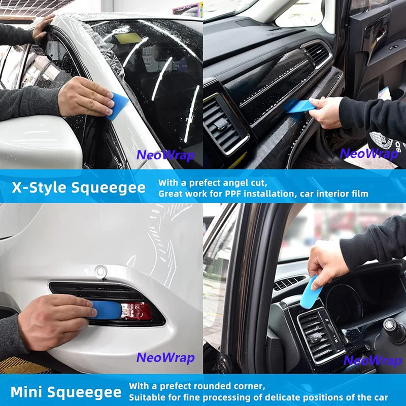 5 in 1 PPF Squeegee Anti-Scratch Rubber Scraper Car Paint Protection Film Install Vinyl Wrap Tool Soft TPU Mini Tint Squeegee