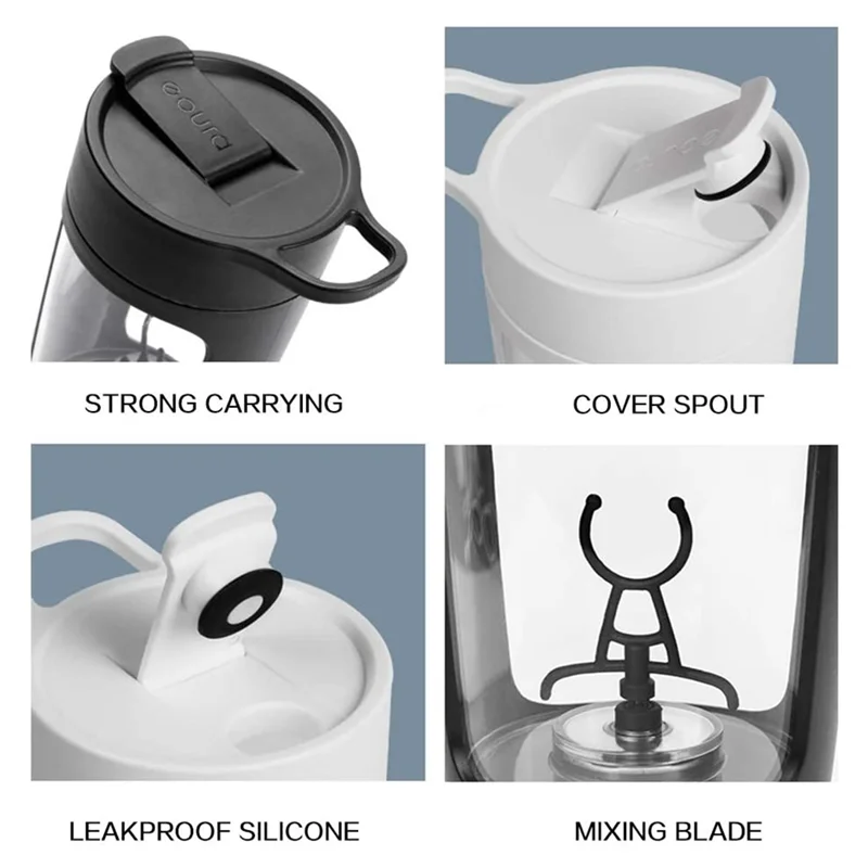 ABMH-Protein Powder Mixer Shaker Cup Electric Portable Bottle For Coffee BPA Free With USB Rechargeable 1200Mah