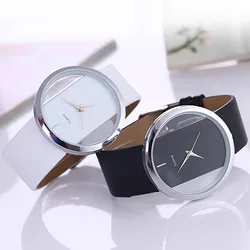 women Quartz Watch business watch For Women Simple Casual Fashion Round Hollow Out Watches Dainty leather wristband reloj mujer