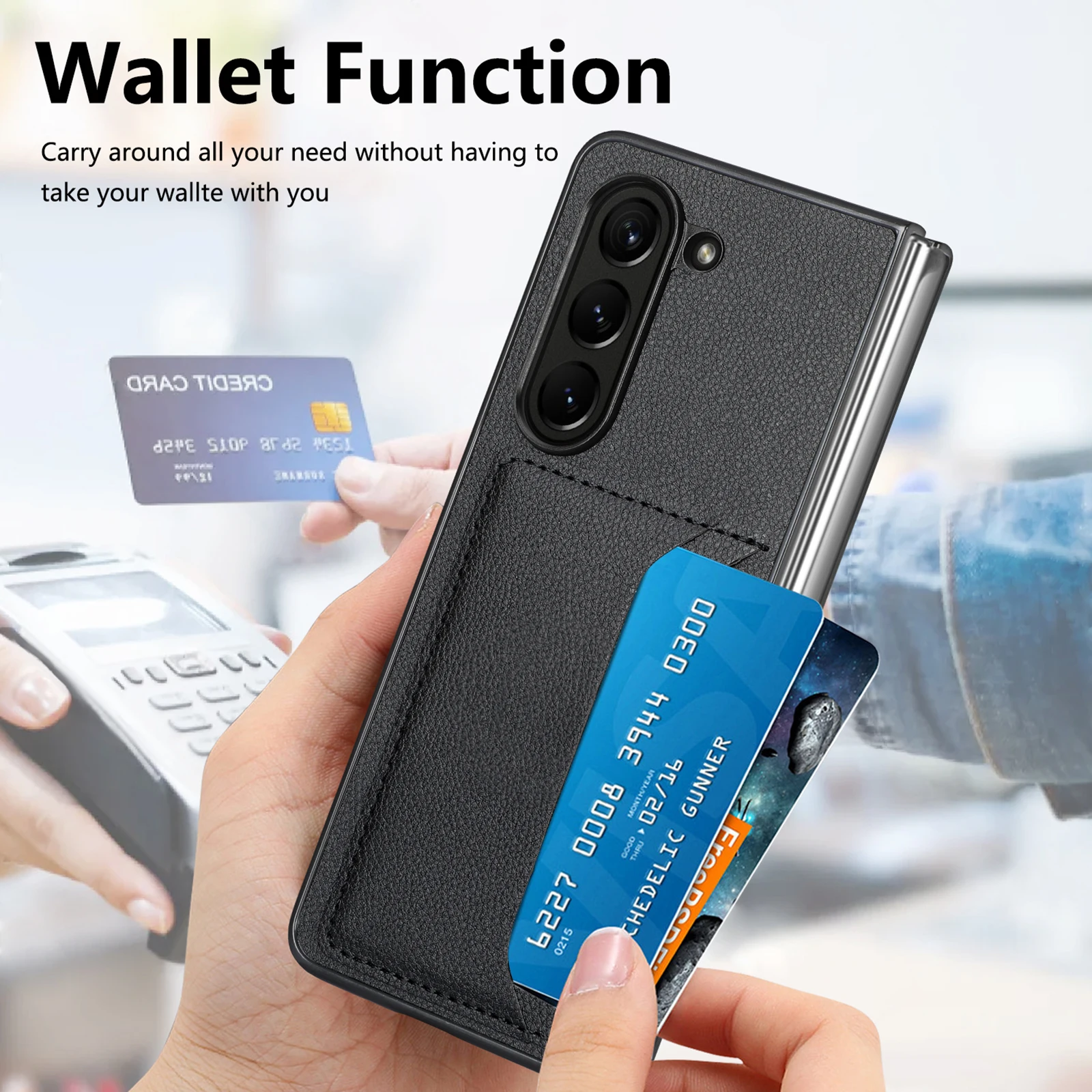 Portabel Card Holder Case for Samsung Galaxy Z Fold 5 Fold3 Fold2 Fold5 Fold4 Fold 3 2 4 Leather Mobile Phone Bag Coque Cases