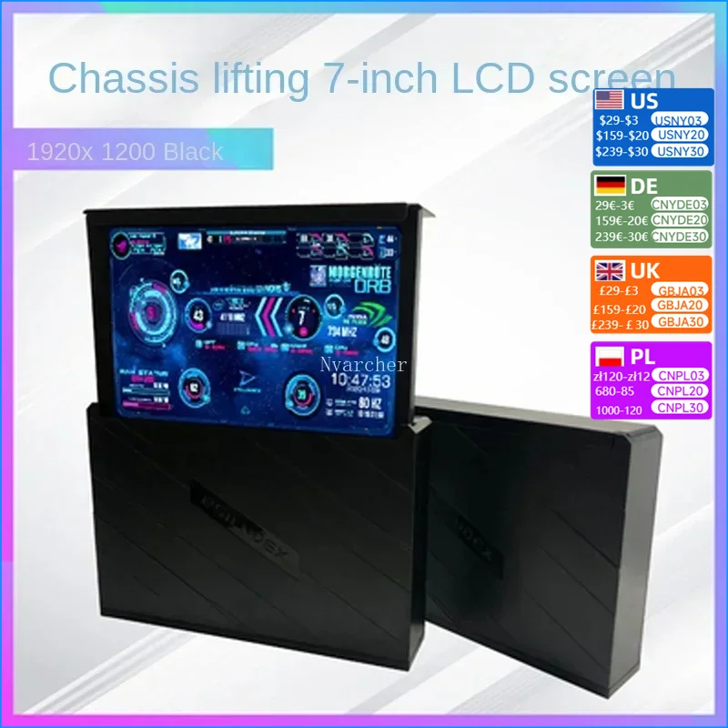 Nvarcher 7 inch 1920*1200 Chassis electric automatic lifter display computer secondary screen aida64