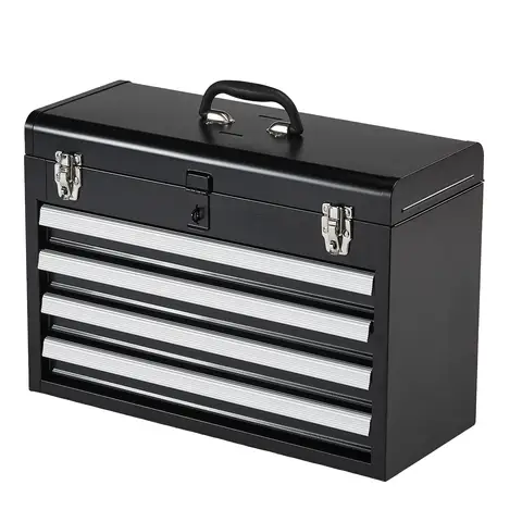 SucceBuy 20.5in Metal Tool Box Portable 4-Drawers Tool Chest with Drawers Locking Multi-Function Tool Organizer for Workshop