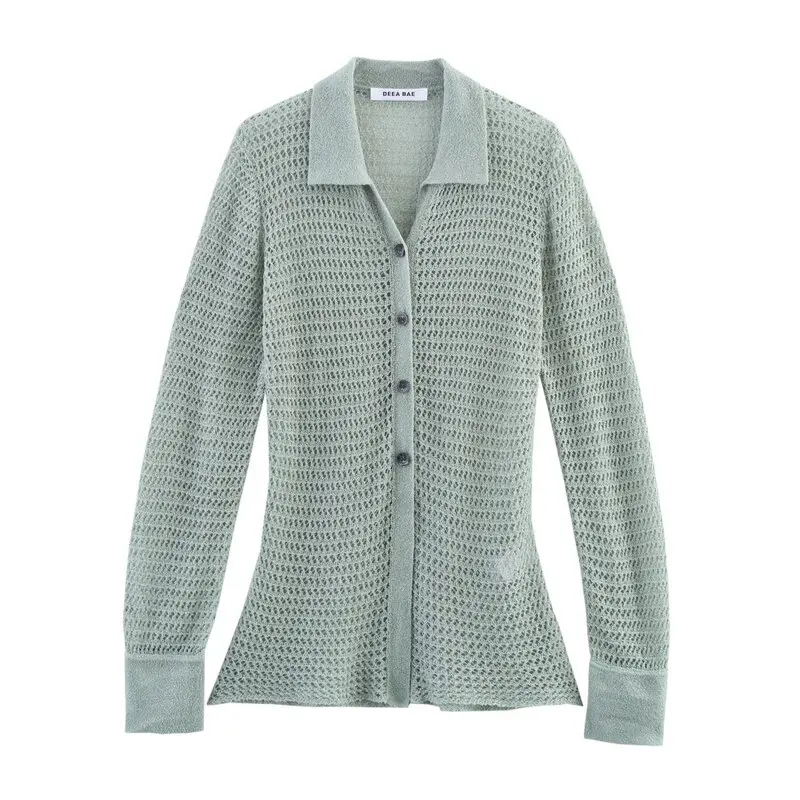 2025 Summer New Women's Faion  Ne Knitted irt Patchwork Versatile Sle Long Sve Commute Sle Regular Length