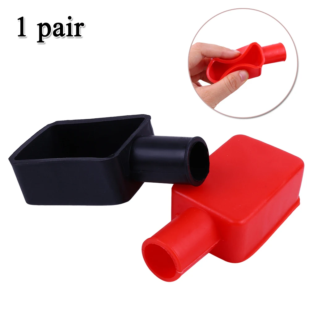 2pcs CarBattery Pole Positive And Negative Protection Cover Rubber Insulating Cap Cover For PositiveBattery Terminal