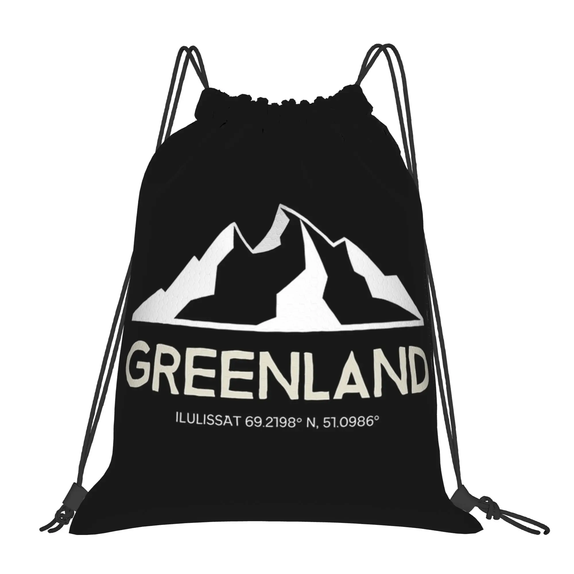 Greenland Ilulissat Mountain Silhouette Mochila con cordón para deportes, gimnasio, resistente al agua, bolsa con cordón para ciclismo
