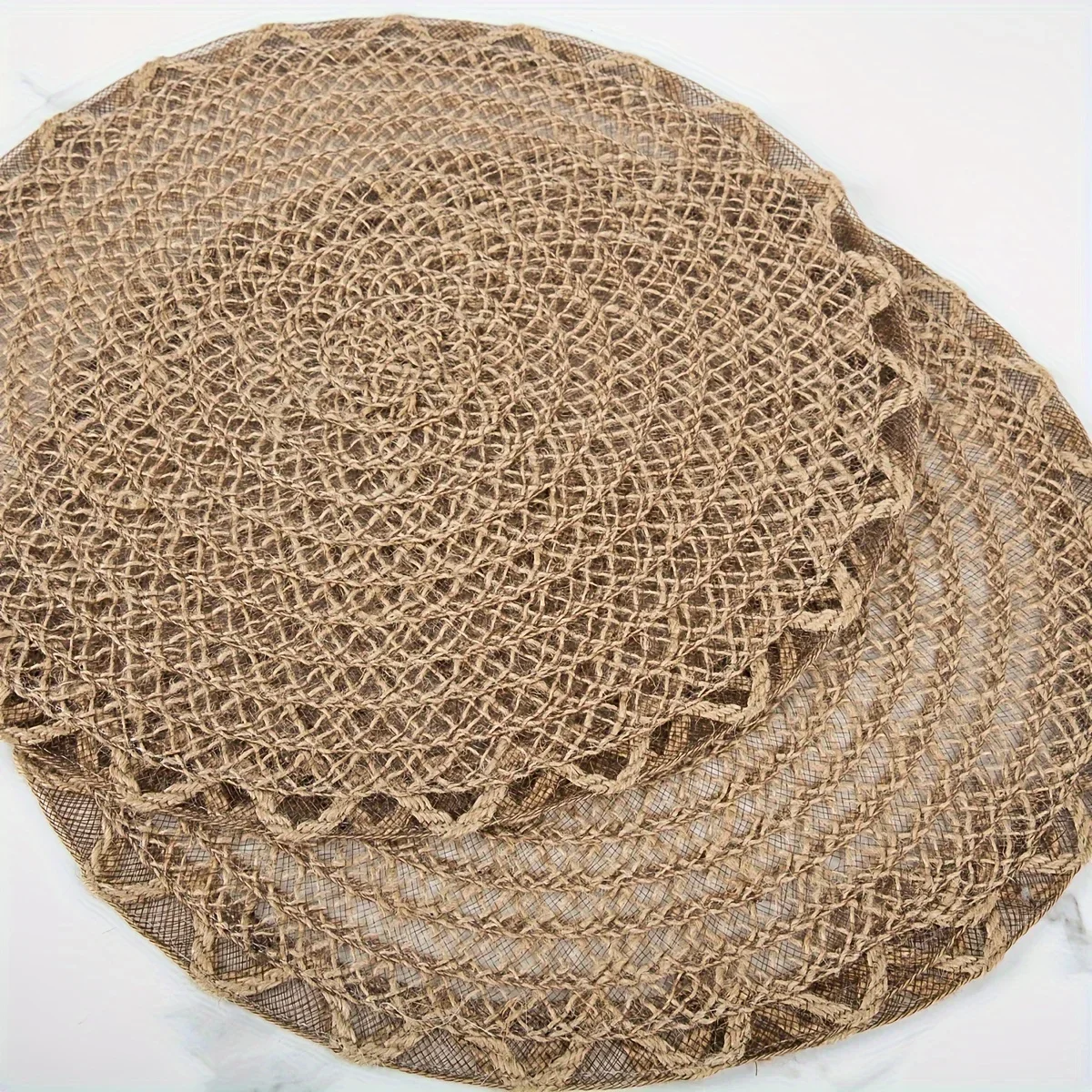 6pcs Jute Placemats Natural Material Non-Slip Heat Resistant Round Placemat Woven Mats for Parties Wedding Kitchen Table Decor - Image 6