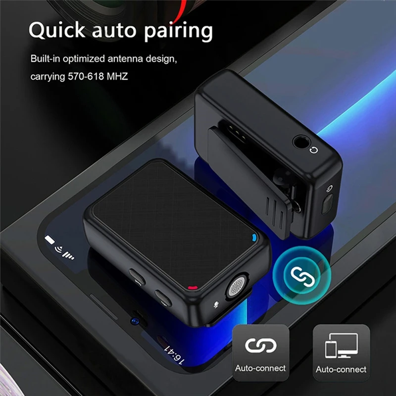 Micrófono de grabación Lavalier de doble canal con 98 pies para teléfono inteligente cámara DSLR DV Vlog Live