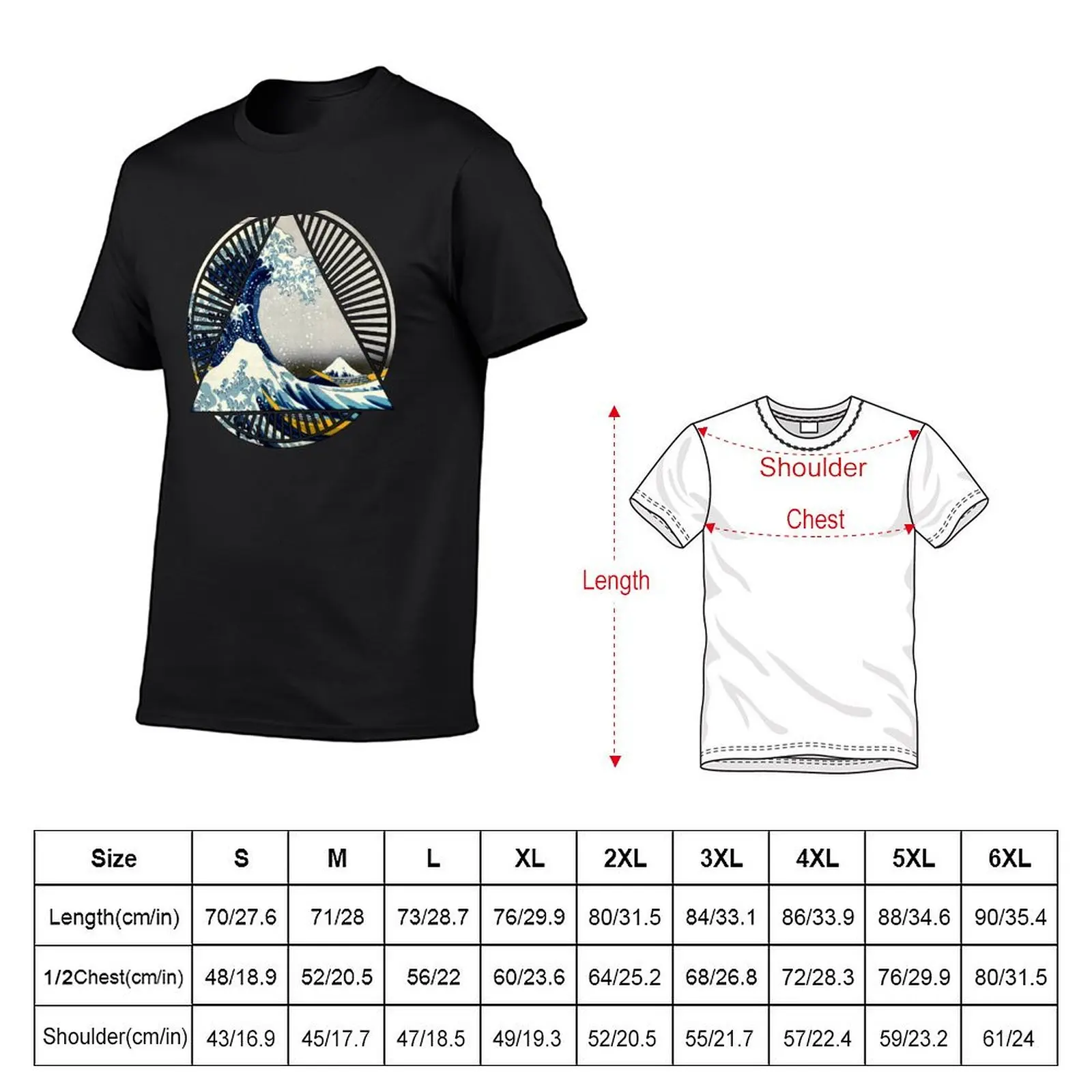 Vintage Hokusai Mount Fuji Great Tsunami Wave Japanese Geometric Manga Shirt T-shirt tees sweat t shirts men